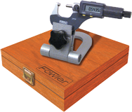 Kit Contains: 0-1" IP54 Fluid Resistant Electronic Micrometer (54-860-001); Compact Folding Micrometer Stand (52-247-005); 2 Ball Attachments; Wooden Case - Micrometer Inspection Set - Eagle Tool & Supply