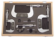 0 - 4'' Measuring Range - .0001 Graduation - Ratchet Thimble - Carbide Face - Outside Micrometer Set - Eagle Tool & Supply