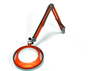 Green-Lite® 7-1/2" Brilliant Orange Round LED Magnifier; 43" Reach; Table Edge Clamp - Eagle Tool & Supply