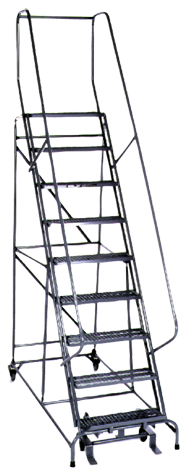 Model 1000; 9 Steps; 32 x 65'' Base Size - Steel Mobile Platform Ladder - Eagle Tool & Supply