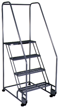 Model 4TR26E4; 4 Steps; 28 x 47'' Base Size - Tilt-N-Roll Ladder - Eagle Tool & Supply