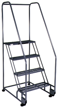 Model 3TR26E4; 3 Steps; 28 x 41'' Base Size - Tilt-N-Roll Ladder - Eagle Tool & Supply