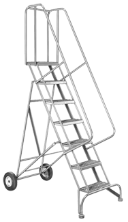 Model 6500; 8 Steps; 30 x 65'' Base Size - Roll-N-Fold Ladder - Eagle Tool & Supply