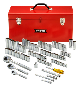 Proto® 1/4", 3/8", & 1/2" Drive 101 Piece Socket Set- 6, 8, & 12 Point w/ Box J9975R - Eagle Tool & Supply