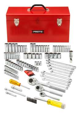 Proto® 1/4", 3/8" & 1/2" Drive 125 Piece Socket Set- 6, 8 & 12 Point w/ box J9975R - Eagle Tool & Supply