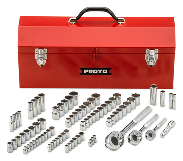 Proto® 1/4", 3/8", & 1/2" Drive 81 Piece Socket Set- 6 & 12 Point w/ Box J9971R - Eagle Tool & Supply