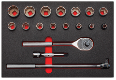 Proto® Foamed 1/2" Drive 18 Piece Socket Set w/ Classic Pear Head Ratchet - Full Polish - 12 Point - Eagle Tool & Supply