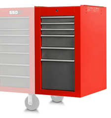 Proto® 550S Side Cabinet - 6 Drawer, Safety Red and Gray - Eagle Tool & Supply