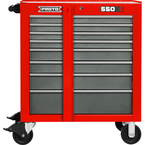 Proto® 550S 34" Roller Cabinet with Removable Lock Bar- 8 Drawer- Safety Red & Gray - Eagle Tool & Supply