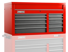 Proto® 550S 50" Top Chest - 10 Drawer, Safety Red and Gray - Eagle Tool & Supply