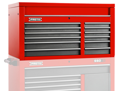 Proto® 550S 50" Top Chest - 12 Drawer, Safety Red and Gray - Eagle Tool & Supply