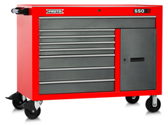 Proto® 550S 50" Workstation - 8 Drawer & 2 Shelves, Safety Red and Gray - Eagle Tool & Supply