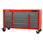 Proto® 550E 67" Front Facing Power Workstation w/ USB - 18 Drawer, Safety Red and Gray - Eagle Tool & Supply