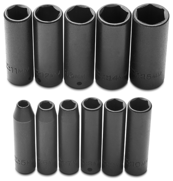 Proto® 1/4" Drive 11 Piece Metric Deep Impact Socket Set - 6 Point - Eagle Tool & Supply