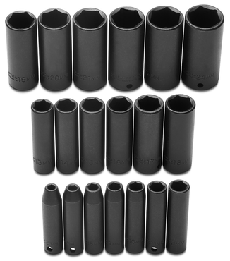 Proto® 3/8" Drive 19 Piece Metric Deep Impact Socket Set - 6 Point - Eagle Tool & Supply