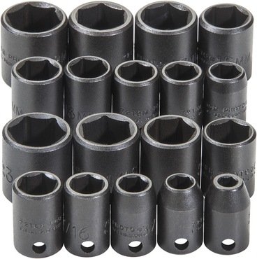 Proto® 3/8" Drive 18 Piece Universal Impact Socket Set - 6 Point - Eagle Tool & Supply