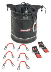 Proto® Tethering D-Ring Lift Bucket (300 lbs Weight Capacity) with D-Ring Wrist Strap System (2) JWS-DR and (6) JLANWR6LB - Eagle Tool & Supply