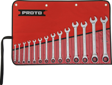 Proto® 14 Piece Full Polish Combination Non-Reversible Ratcheting Wrench Set - 12 Point - Eagle Tool & Supply