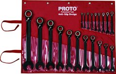 Proto® 20 Piece Black Chrome Reversible Combination Ratcheting Wrench Set - Spline - Eagle Tool & Supply