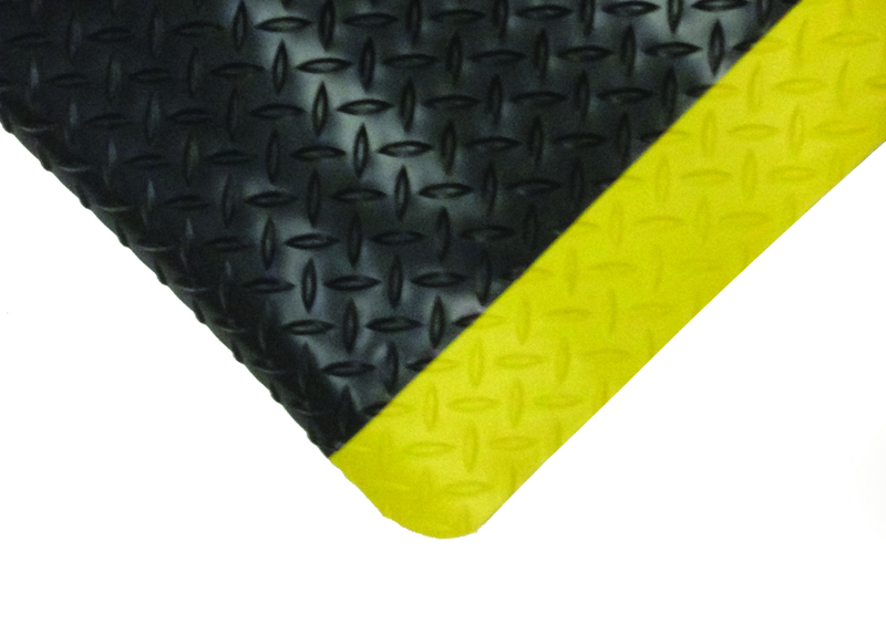 3' x 12' x 1/2" Thick Diamond Anti Fatigue Mat - Yellow/Black - Eagle Tool & Supply