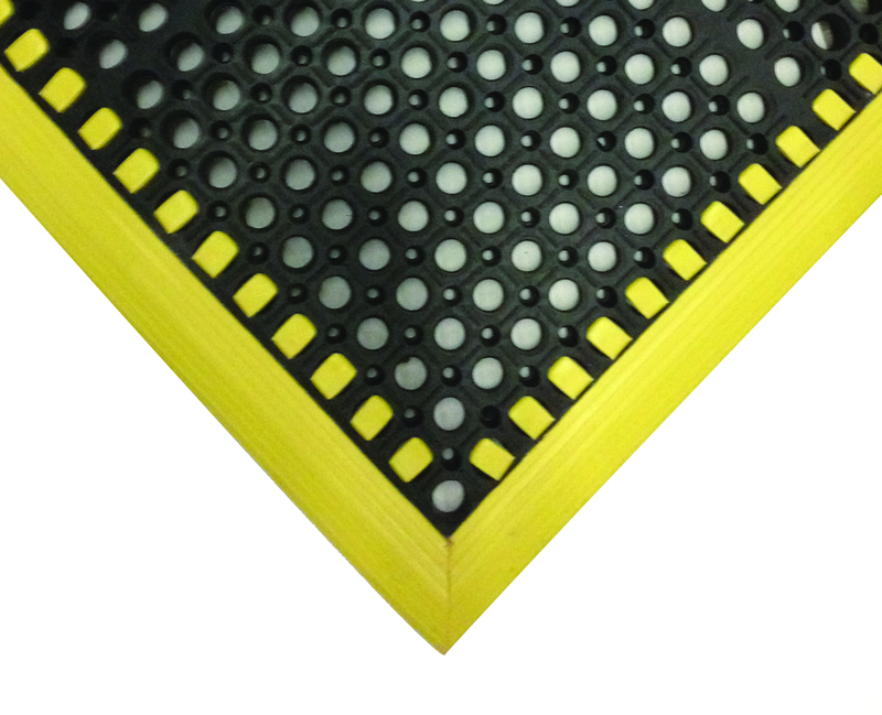 40" x 52" x 7/8" Thick Safety Wet / Dry Mat - Black / Yellow - Eagle Tool & Supply