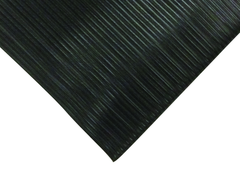 6' x 60' x 3/8" Thick Soft Comfort Mat - Black Standard Ribbed - Eagle Tool & Supply