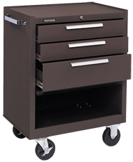 3-Drawer Roller Cabinet w/ball bearing Dwr slides - 35'' x 18'' x 27'' Brown - Eagle Tool & Supply