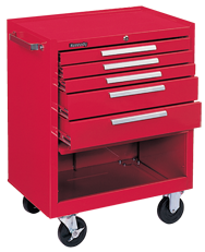 5-Drawer Roller Cabinet w/ball bearing Dwr slides - 35'' x 18'' x 27'' Red - Eagle Tool & Supply