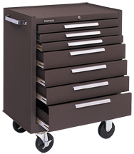 7-Drawer Roller Cabinet w/ball bearing Dwr slides - 35'' x 18'' x 27'' Brown - Eagle Tool & Supply