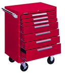 7-Drawer Roller Cabinet w/ball bearing Dwr slides - 35'' x 18'' x 27'' Red - Eagle Tool & Supply