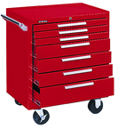 7-Drawer Roller Cabinet w/ball bearing Dwr slides - 35'' x 20'' x 29'' Red - Eagle Tool & Supply