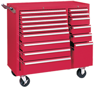 315X 15-Drawer Maintenance Cart - 35'' x 18'' x 39.38'' Red - Eagle Tool & Supply