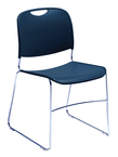 HI-Tech Stack Chair --11 mm Steel Rod Chrome Plated Frame Injection Molded Textured Plastic Non-fading Seat/Back - Navy - Eagle Tool & Supply