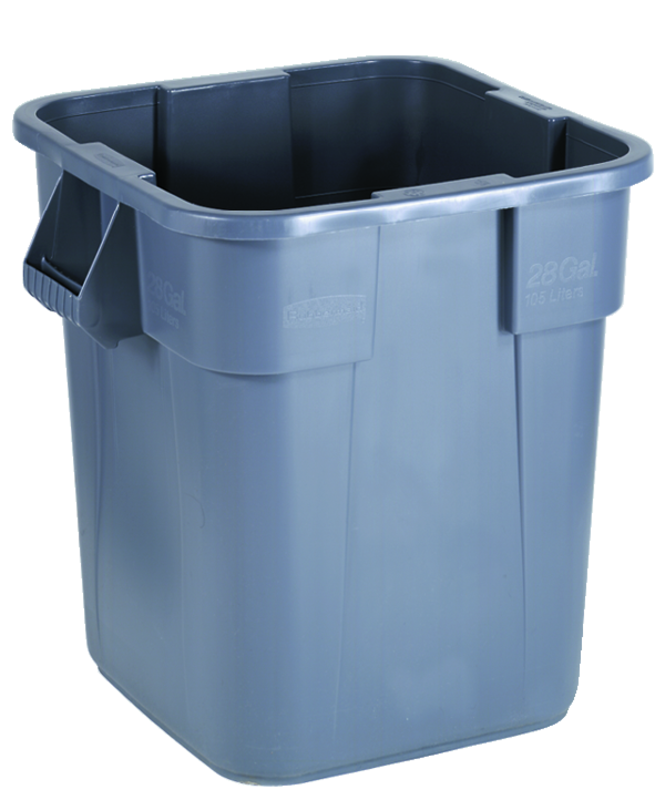 Trash Container - 28 Gallon Square Gray - Eagle Tool & Supply