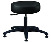 Heavy-Duty NaughaSoft Vinyl Stool - 16 x 4" Round Seat, Backless, Pneumatic Seat Hgt Adj, Standard Glides --Black -- Desk height 16.5"-21.5" - Eagle Tool & Supply