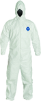 Tyvek® White Zip Up Coveralls w/ Attached Hood & Elastic Wrists - 4XL (case of 25) - Eagle Tool & Supply