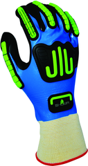 General purpose full nitrile blue undercoating w/black foamed palm coating w/impact resistant bumper guards, 13 gauge, seamless knitted liner/XL - Eagle Tool & Supply