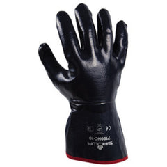 General purpose nitrile-coated navy fully-coated with sewn-on 5″ impregnated cuff/large - Eagle Tool & Supply