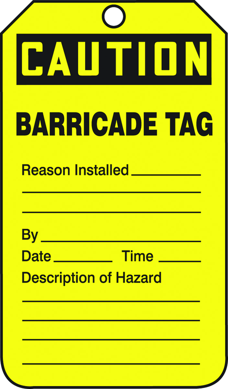 Barricade Tag, Caution Barricade Tag, 25/Pk, Plastic - Eagle Tool & Supply