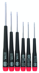 6 Piece - T6; T7; T8 x 40mm; T9; T10 x 50mm; T15 x 60mm - Precision Torx Screwdriver Set - Eagle Tool & Supply