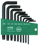 9 Piece - T8; T9; T10; T15; T20; T25; T27; T30; T40 - Black Finish - Torx L-Key Short Arm Set & Holder - Eagle Tool & Supply