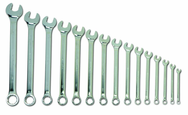 Snap-On/Williams Fractional Combination Wrench Set -- 15 Pieces; 12PT Satin Chrome; Includes Sizes: 5/16; 3/8; 7/16; 1/2; 9/16; 5/8; 11/16; 3/4; 13/16; 7/8; 15/16; 1; 1-1/16; 1-1/8; 1-1/4" - Eagle Tool & Supply