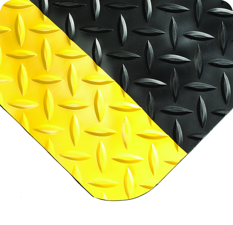 Diamond-Plate Select 15/16" x 3' x 5' Black/Yellow Work Mat - Eagle Tool & Supply