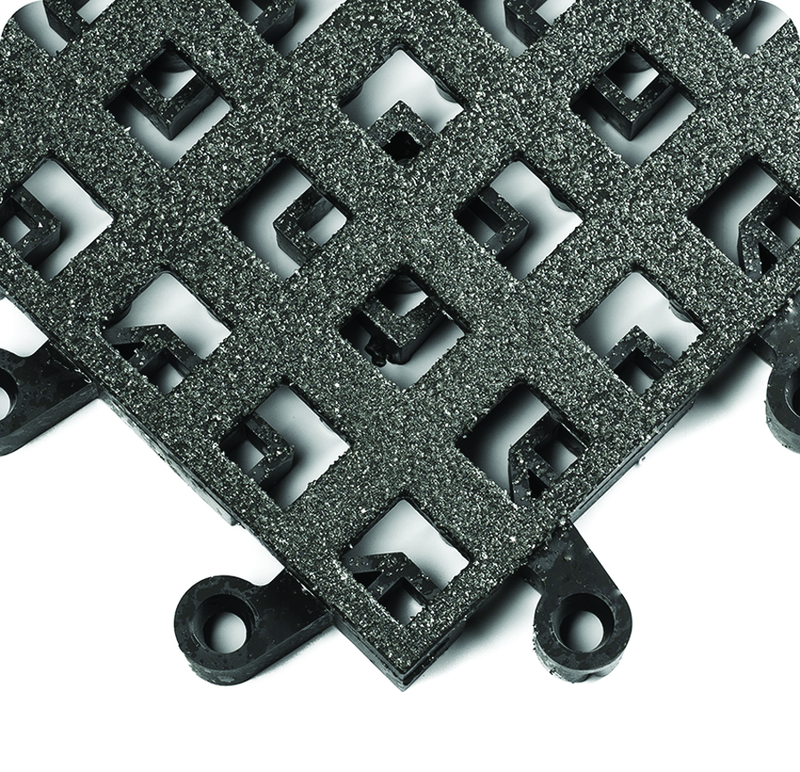 ErgoDeck Heavy Duty Open w/ GritShieldÂ Egronomic TilesÂ 18" x 18" x 7/8" Thick (Black) - Eagle Tool & Supply