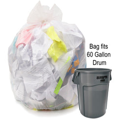 60 gal, 1.35 mil, Natural, 38″ × 58″ - Case of 100, Revolution Bag Hercules Recycled Low Density Can liners - Eagle Tool & Supply