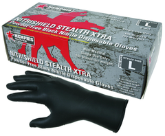 NitriSheild Stealth- 6 Mil Black Nitrile, PF Disposable Gloves - Size S - Eagle Tool & Supply