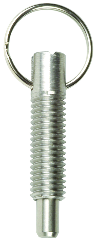 Hand Retractable Spring Plunger with Pull Ring - .75 lbs Initial End Force, 3 lbs Final End Force (3/8-16 Thread) - Eagle Tool & Supply